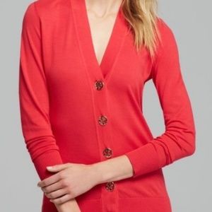 Tory Burch Red Cardigan Sweater